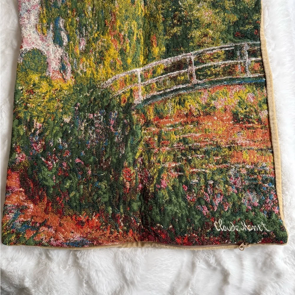 Monet Giverny Bridge Tapestry Pillow Cover 18x18